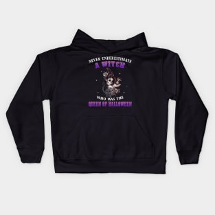 Never Underestimate A Witch The Queen Of Halloween Shirt Kids Hoodie